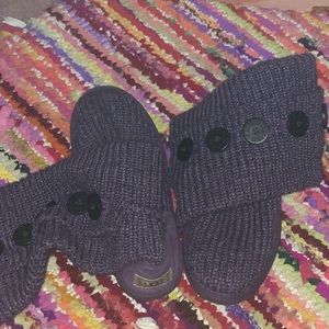 purple knit button up uggs
